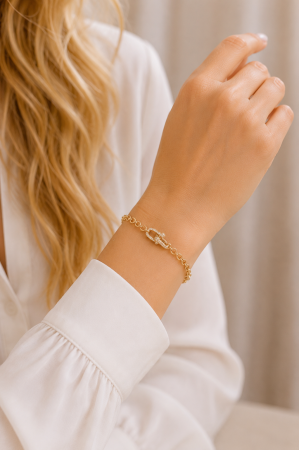 Brățară din Aur 14K cu Lanț Tip Verigă și Închizătoare Decorativă – 19 cm [1]