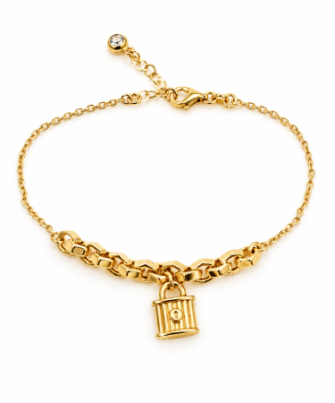 Brățări din aur 14K - Brățară din Aur 14K cu Medalion Lacăt – Design Elegant