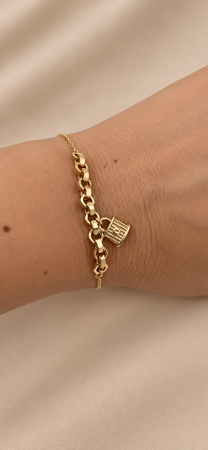 Brățară din Aur 14K cu Medalion Lacăt – Design Elegant [2]