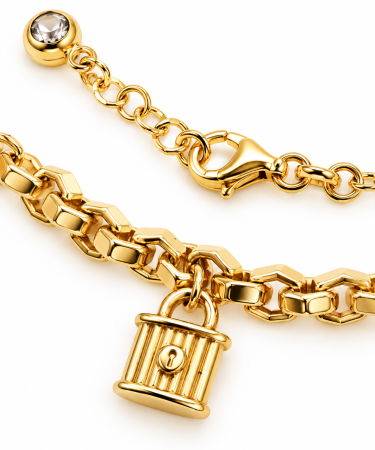 Brățară din Aur 14K cu Medalion Lacăt – Design Elegant [1]