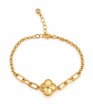 Brățări din aur 14K - Brățară din Aur 14K cu Medalion Trifoi Elegant