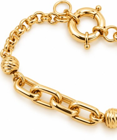 Brățară din Aur 14K cu Zale Elegante și Bile Striate – Model Modern [1]
