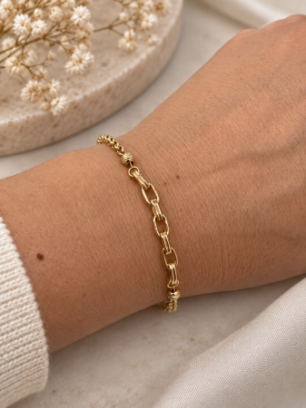 Brățară din Aur 14K cu Zale Elegante și Bile Striate – Model Modern [2]