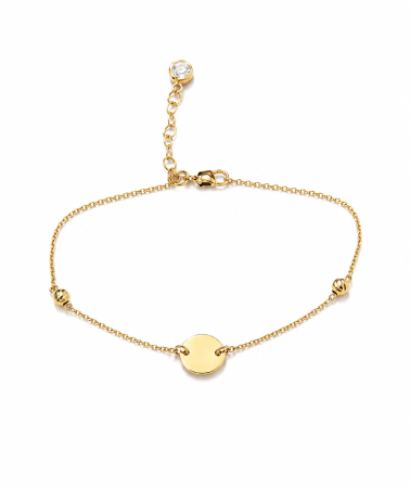 Bratari din aur - Brățară din aur galben 14K cu bănuț – reglabilă 18–20 cm