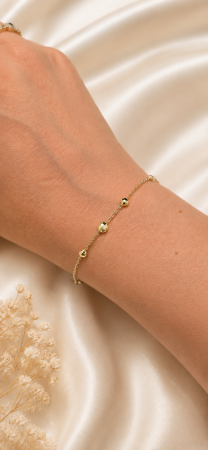 Brățară din aur galben 14K cu biluțe lucioase și diamantate – 19 cm [1]
