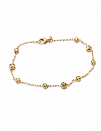 Bratari din aur - Brățară din aur galben 14K cu biluțe lucioase și diamantate – 19 cm