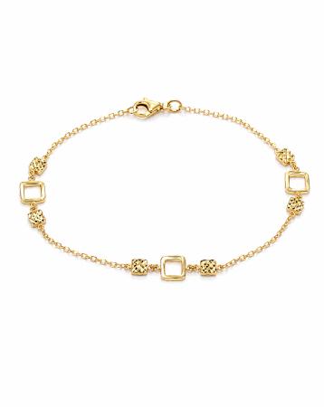Bratari din aur - Brățară din aur galben 14K cu elemente geometrice pătrate – 20 cm