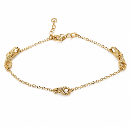 Bratari din aur - Brățară din aur galben 14K cu elemente răsucite texturate – reglabilă 18–20 cm