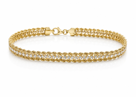 Bratari din aur - Brățară din aur galben 14K cu finisaj diamantat – 21 cm