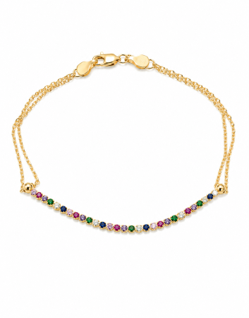 Bratari din aur - Brățară din aur galben 14K cu pietre multicolore – 19 cm