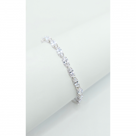 Bratari din argint - Brățară Elegantă din Argint 925 cu Cristale Ovale Transparente – 18 cm, 10,81 g