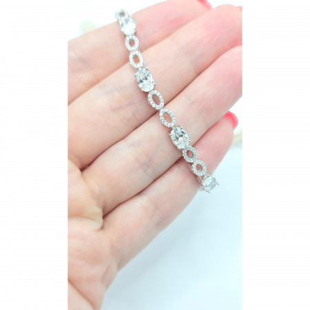 Brățară Elegantă din Argint 925 cu Cristale Ovale Transparente – 18 cm, 12,37 g [2]