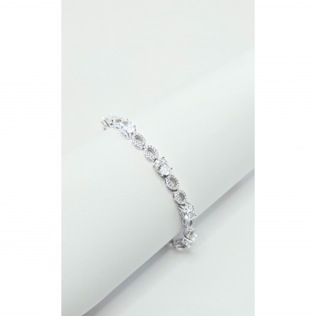 Bratari din argint - Brățară Elegantă din Argint 925 cu Cristale Ovale Transparente – 18 cm, 12,37 g