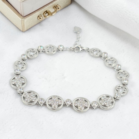 Bratari din argint - Brățară Elegantă din Argint 925 cu Cristale Transparente – 17 cm - 20 cm, 9.96 g