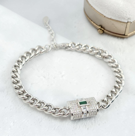 Bratari din argint - Brățară Elegantă din Argint 925 cu Cristale Transparente – 17 cm - 21 cm, 16.58 g