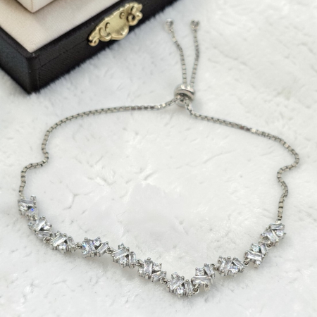 Bratari din argint - Brățară Eleganta Reglabilă din Argint 925 cu Cristale Zirconia – 6.71 g