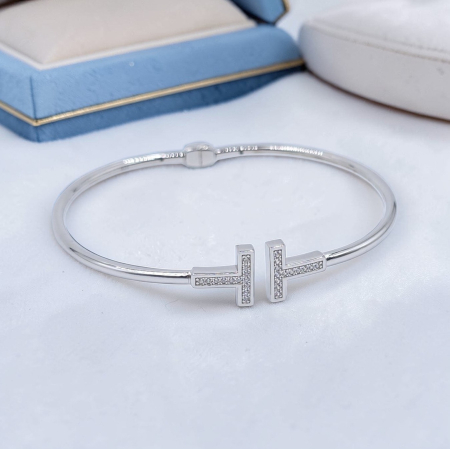 Bratari din argint - Brățară fixă din argint 925 cu zirconii – model minimalist elegant