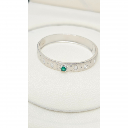 Brățară Fixă Elegantă din Argint 925 cu Cristale Mici Zirconia și Piatră Verde – 22,60 g [4]
