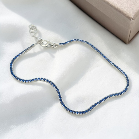 Bratari din argint - Brățară tenis din argint 925 cu zirconii albastre – model clasic elegant