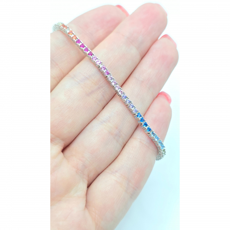 Brățară Tennis din Argint 925 cu Pietre Colorate – 18 cm, 6,48 g [2]