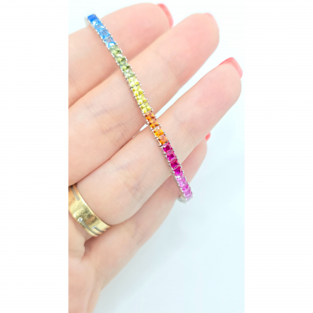 Brățară Tennis din Argint 925 cu Pietre Colorate – 18 cm, 9,13 g [1]