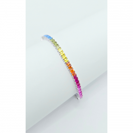 Bratari din argint - Brățară Tennis din Argint 925 cu Pietre Colorate – 18 cm, 9,13 g