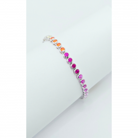 Bratari din argint - Brățară Tennis din Argint 925 cu Pietre Colorate – 18 cm, 9,34 g