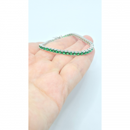 Brățară Tennis din Argint 925 cu Pietre Verzi – 18 cm, 8,36 g [2]