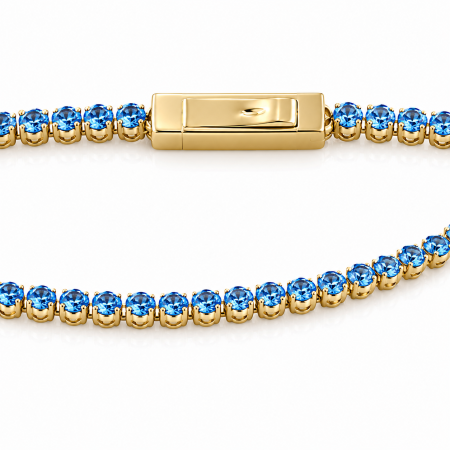 Brățară Tennis din Aur Galben 14K cu Pietre Albastre – 17,5 cm [2]