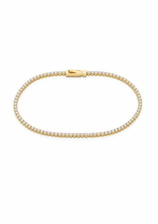 Bratari din aur - Brățară Tennis din aur galben 14K cu pietre albe – 18 cm