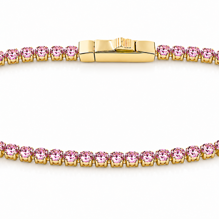 Brățară Tennis din Aur Galben 14K cu Pietre Roz – 18 cm [2]