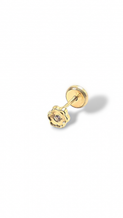 Cerceii Bebe - Cercei Bebe cu Floare din Aur galben 14 kt si cristal Zirconia