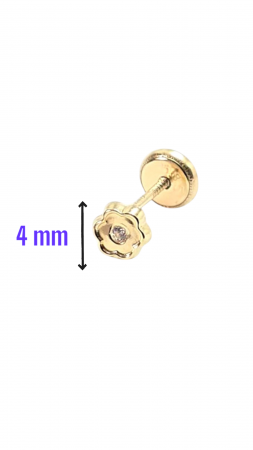 Cercei Bebe cu Floare din Aur galben 14 kt si cristal Zirconia [2]