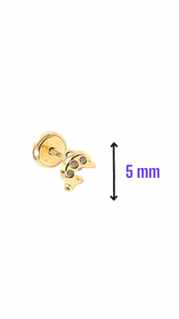 Cercei Bebe in forma de Delfin din Aur galben 14 kt si Cristale Zirconia [2]