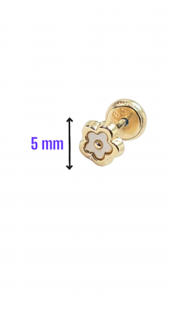 Cercei Bebe in forma de Floare din Aur galben 14 kt si Sidef [2]