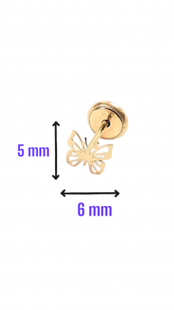 Cercei Bebe in forma de Fluturas din Aur galben 14 kt fara pietre [2]