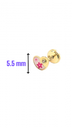 Cercei Bebe in forma de Inimioara din Aur galben 9 kt si Cristal Zirconia [2]