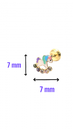 Cercei Bebe in forma de Unicorn din Aur galben 9 kt si cristale Zirconia [2]