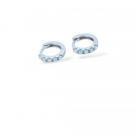 Cercei din argint - Cercei din Argint 925 cu Opal Alb pentru Copii – 1.26 g, 1 cm