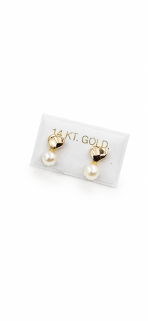 Cercei copii cu Perlă și Inimioară din Aur 14K – 7,5 x 5 mm [3]