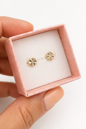 Cercei copii Delicați cu Model Decorativ din Aur 14K – 6 mm [4]
