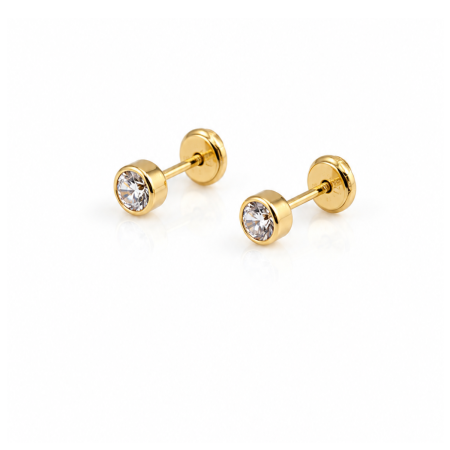 Bijuterii Fetite - Cercei copii din Aur 14K cu Piatră – 4 mm