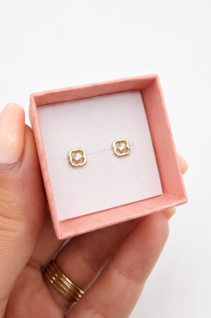 Cercei copii  „Floarea Delicată cu piatra ” din Aur 14K – 6 mm, cu Șurub și Protecție [4]