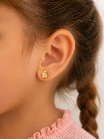 Cercei copii  „Steluță Strălucitoare mare” din Aur 14K – 6 mm [3]