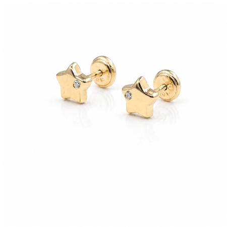 Bijuterii Fetite - Cercei copii  „Steluță Strălucitoare mare” din Aur 14K – 6 mm
