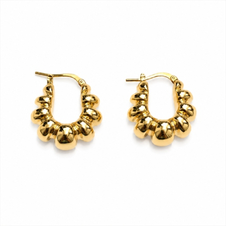 Cercei din Aur - Cercei Creole Bubble din Aur 14K – Design Volumetric
