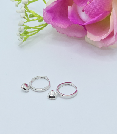 Cercei din argint - Cercei cu inimioara din Argint 925 fara pietre– 2.04 g, 1 cm