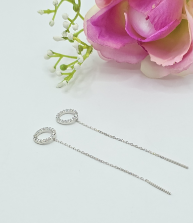 Cercei din argint - Cercei cu Lant din Argint 925 cu Zirconia – 1.13 g, 7 cm