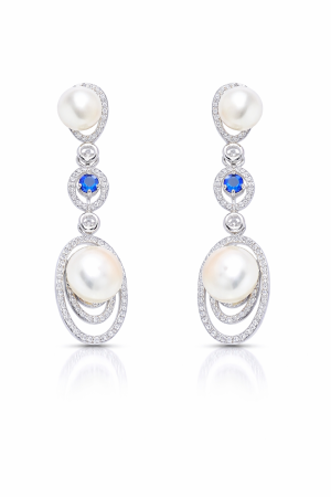 Cercei din argint - Cercei din argint 925 cu perle și zirconii – model elegant lung