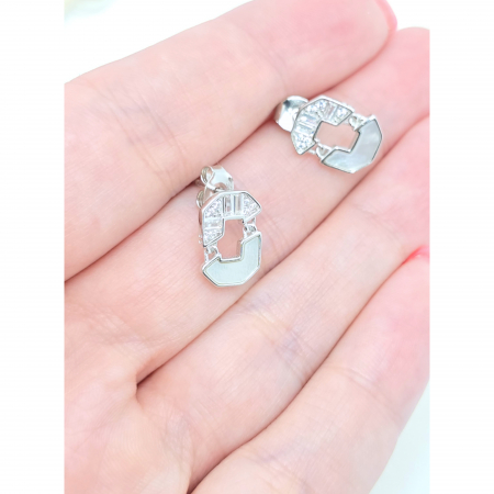 Cercei din argint - Cercei cu Sidef din Argint 925 – 1.96 g, 1.3 cm